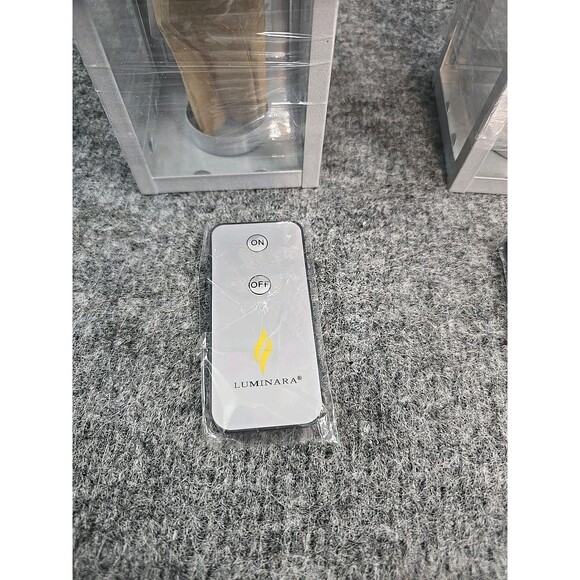 Luminara Set Of 2 Gray Mini Lanterns With Remote & Flameless Candles #3 - Picture 2 of 8